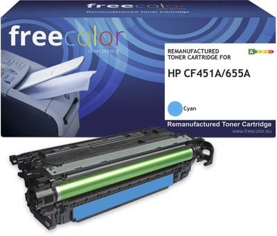 Тонер за печатач Freecolor M652C FRC, го заменува HP CF451A, 10500 страници, цијан