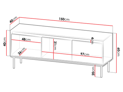 Komodë moderne për TV Gllane 3D (150 x 60 x 40)