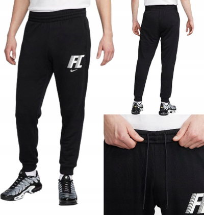 Pantallona sportive Nike Dri-FIT F.C. Fleece për burra, me logo F.C., me bel me llastik, të zinj