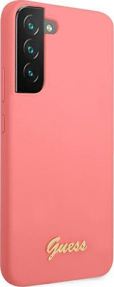 Mbështjellës telefoni Guess Silicone Script GUHCS22MLSLMGFU për Samsung Galaxy S22 Plus, silikon, fuchsia