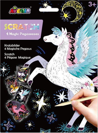 Set arti scratch Avenir Scratch 4 Magic Pegasuses, për fëmijë 3+, pastel