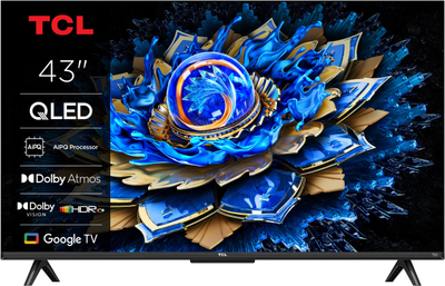 TV TCL 43T69C, 43", 4K QLED, Smart Google TV, i zi