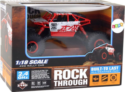 Makinë lodër terreni me pult Leantoys Rock Crawler, shkallë 1:18, 2.4GHz, e kuqe