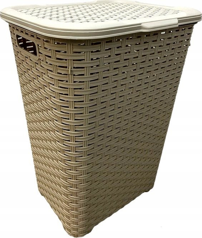 Kosh rrobash Banat Laundry Basket Underwear, 70L, plastikë ratan, bezhë