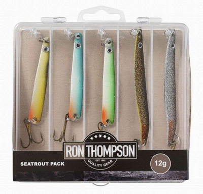 Set karremash peshkimi Ron Thompson SeaTrout Pack, lugë metalike, 5 copë 12g, ngjyra të përziera
