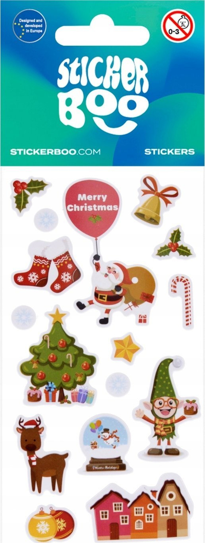Ngjitësa fletoreje Sticker Boo Christmas, set për zbukurim, me motive Krishtlindjesh, shumngjyrësh