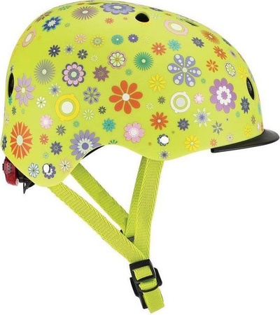 Helmë për kalamoj Globber Elite Lights Jr 507-106, përmasë 48-53 cm, me dritë LED, jeshile me lule