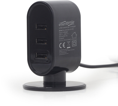 Работен полнач Gembird EG-U3C3A-01-MX, 3 USB порти, за мобилни уреди, црн и бел