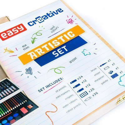 Set arti për kalamaj ART SET, 108 copë, valixhe plastike, shumëngjyrësh