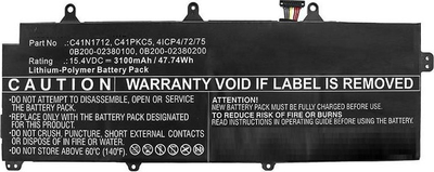Bateri laptopi Asus C41N1712, 15.4V, 3100mAh, e zezë