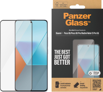 Xham mbrojtës PanzerGlass Ultra Wide Fit, për Xiaomi Redmi Note 13 Pro 5G, transparent