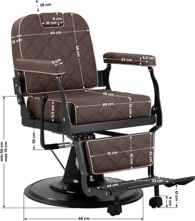 Karrige berberi Carlos Brown Barber Chair, e rregullueshme, lëkurë, kafe