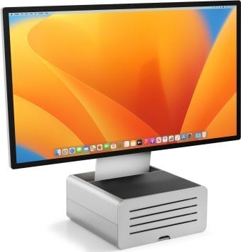 Држач за монитор Twelve South HiRise Pro, прилагодлив, со простор за складирање, сив