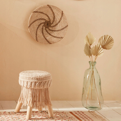 Tabure Atmosphera Macramé Indian Summer, dru pishe, pambuk, bezhë