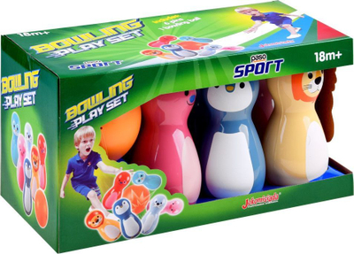 Lodër bowling për kalamoj Colorful Animal, 6 birila, me zëra, shumëngjyrëshe