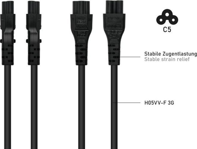 Kabllo rryme Kabelmeister SK6505-S018, IEC C5, 1.8 m, e zezë