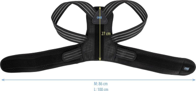 Rrip mbështetës për qendrim të drejtë One Fitness (KP207), L, i zi