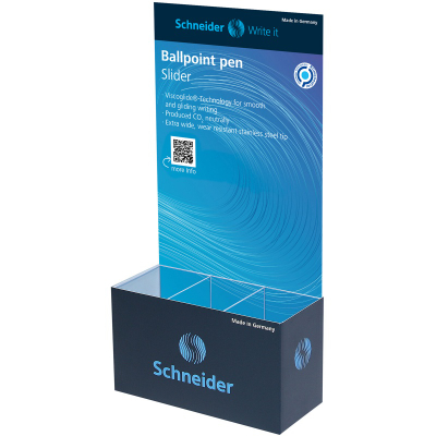 Display universal Schneider Slider, 3 ndarje, 130×55×262 mm, blu
