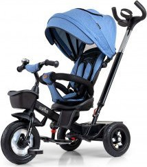 Tricikël për fëmijë Mally Milly Movi Denim, strukturë e qëndrueshme, i kaltër