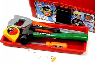 Set veglash lodër Adar Junior Builder Deluxe, 33 copë, kuti plastike, i kuq