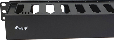 Panel për rregullim kabllosh LevelOne Equip 327318, 19", për rack, i zi