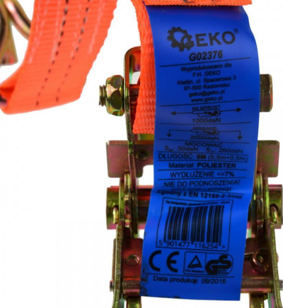 Rrip lidhës GEKO me ratchet ERGO, 6m, 2T, 35mm