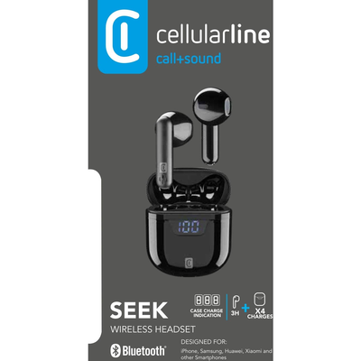 Dëgjuese Buds Cellularline seek btseektwsk, wireless, Mic, të zeza
