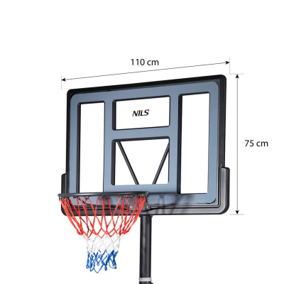 Kosh basketbolli portativ NILS ZDKA21, lartësia regullushme 2.9-3.7 m, me rrota, i zi