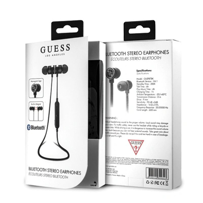 Kufje Bluetooth Guess Guepbtbk in ear, magnetike, stereo, të zeza