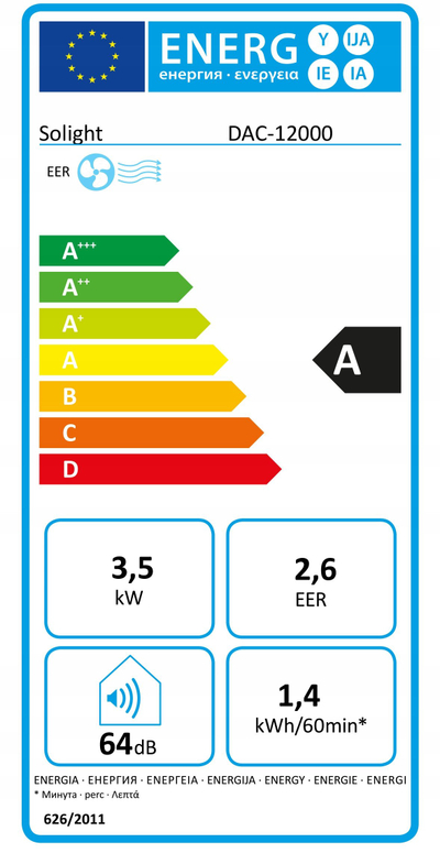 Kondicioner portativ Solight DAC, 12000 BTU, WiFi inteligjent, i bardhë