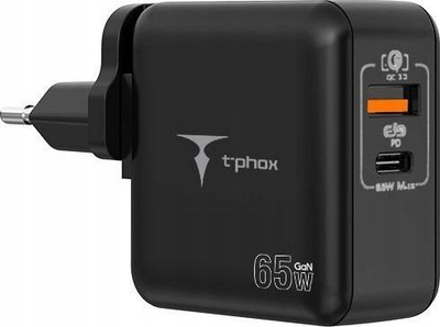 Karikues murale T-Phox MEGA T-PP09 GaN, 65W, USB dhe USB C, i zi