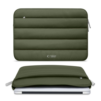 Këllëf laptopi Tech-Protect Fluffy, 15-16", me zinxhir, jeshile army