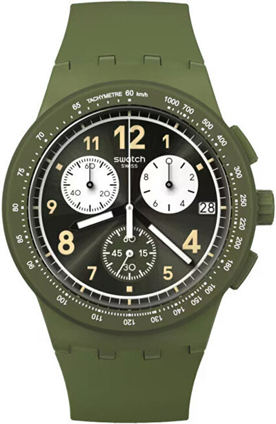 Orë dore për meshkuj Swatch, e gjelbërt
