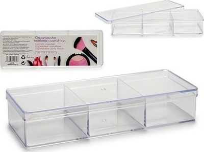 Organizues akrilik për make up, me 3 ndarje, transparent