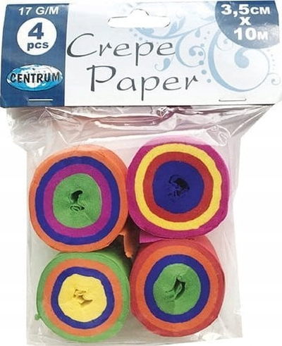 Letër krep CENTRUM 80314, set me 4 shirita, 3.5cm x 10m, me shumë ngjyra