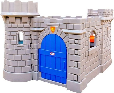 Kështjellë lodër Little Tikes Castle, me rrëshqitëse, për oborr, gri me portokalli