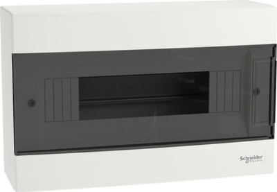 Kasetë shpërndarëse Schneider Easy9 EZ9EUC112, 1x12 module, montim sipërfaqësor, IP40, derë transparente
