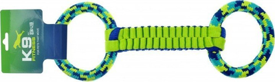 Lodër për tu tërheq me qen Zeus K9 Fitness XL Ballistic Tugger, najlon i fortë, dy unaza, jeshile blu