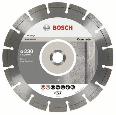 Disk diamant prerës Bosch Standard për beton 125mm, vrimë 22.23mm, trashësi 1.6mm