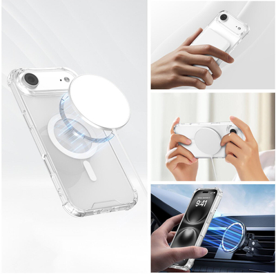Kapak telefoni 4smarts Hybrid Case Ibiza për iPhone Air, MagSafe, transparent