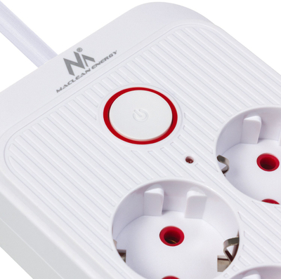 Zgjatues Maclean MCE391, 6 priza, 4x USB, 2500W, i bardhë