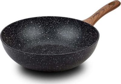 Tigan wok Nava Nature, 28cm, alumini, me efekt guri të zi