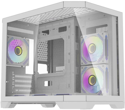 Kornizë PC Potaov Darflash FT418, 6 ventilatorë ARGB, panel xhami, e bardhë