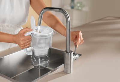Ibrik filtri Brita Glass+1 Maxtra Pro, 2.5L, qelq borosilikat, gri