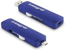 USB flash Integral Slide, 16GB, me USB A dhe micro USB, blu