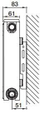 Radiator Caradon Compact C11, 500 x 600 mm, i bardhë