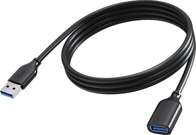 Црн продолжен кабел USB 3.0, 2 m, црн
