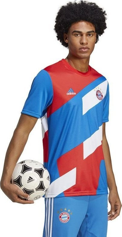 Fanellë futbolli adidas FC Bayern Pre-Match JSY M HU1261, AEROREADY, 100% poliester i ricikluar, blu e kuqe e bardhë