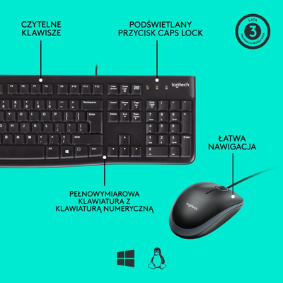 Tastierë + Maus Logitech MK120 (920-002563), EN
