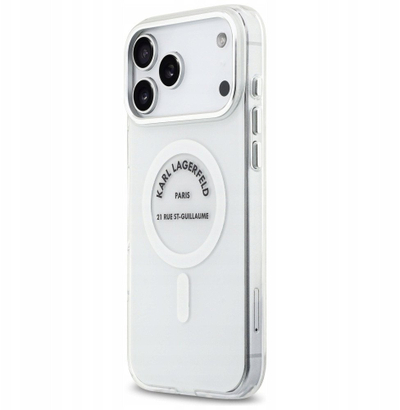 Mbulesë telefoni Karl Lagerfeld IML Karl RSG Logo MagSafe, për iPhone 17 Pro Max, transparente